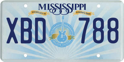 MS license plate XBD788