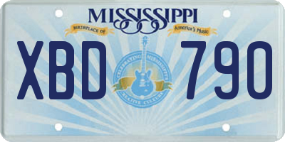 MS license plate XBD790