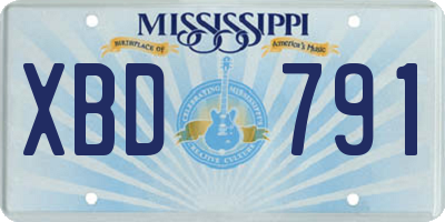 MS license plate XBD791