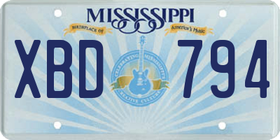 MS license plate XBD794
