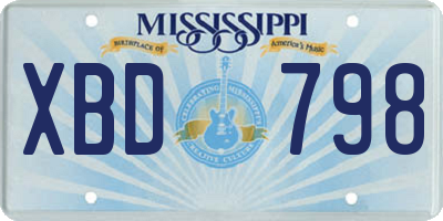 MS license plate XBD798