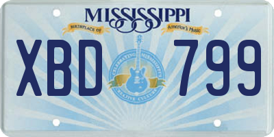 MS license plate XBD799