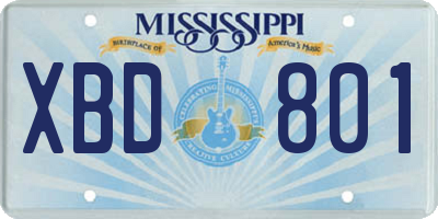 MS license plate XBD801