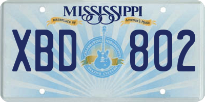MS license plate XBD802