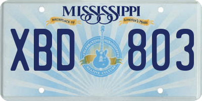 MS license plate XBD803