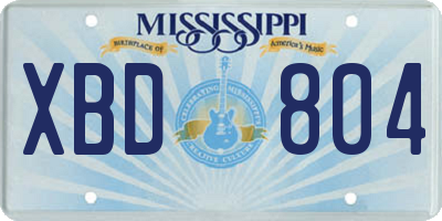MS license plate XBD804