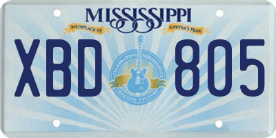 MS license plate XBD805