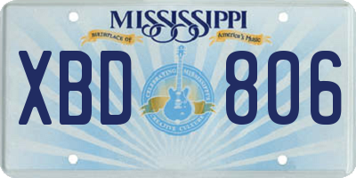 MS license plate XBD806
