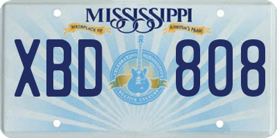 MS license plate XBD808