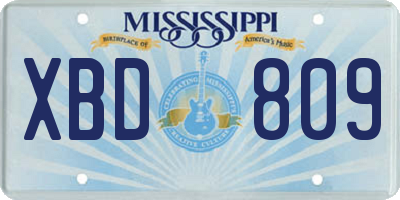 MS license plate XBD809