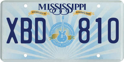 MS license plate XBD810