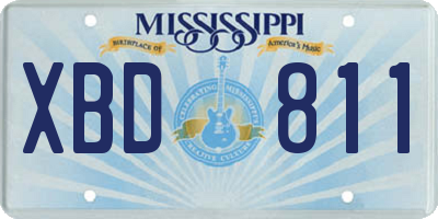 MS license plate XBD811