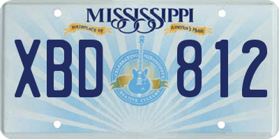 MS license plate XBD812