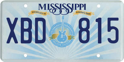 MS license plate XBD815