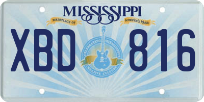 MS license plate XBD816
