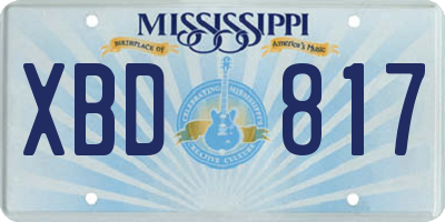 MS license plate XBD817