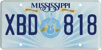 MS license plate XBD818