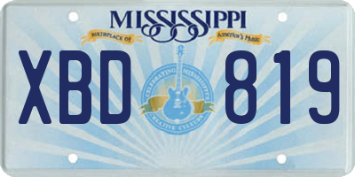 MS license plate XBD819