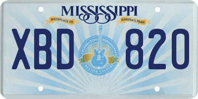 MS license plate XBD820
