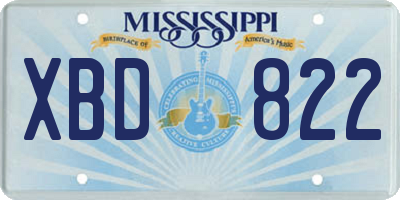 MS license plate XBD822