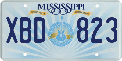 MS license plate XBD823