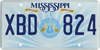 MS license plate XBD824