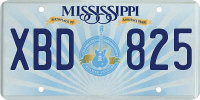 MS license plate XBD825