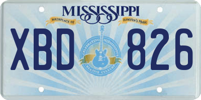 MS license plate XBD826