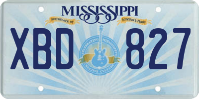 MS license plate XBD827