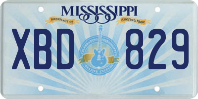 MS license plate XBD829