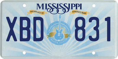 MS license plate XBD831
