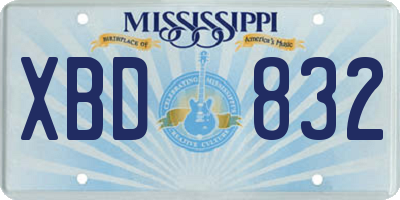 MS license plate XBD832