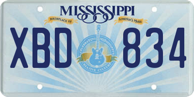 MS license plate XBD834