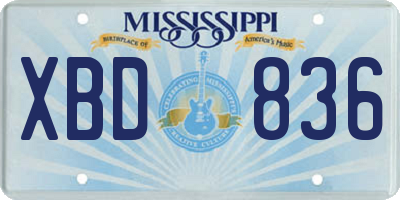 MS license plate XBD836