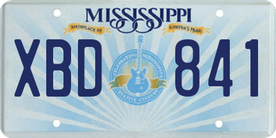 MS license plate XBD841