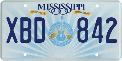 MS license plate XBD842