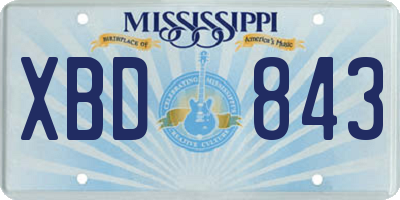 MS license plate XBD843