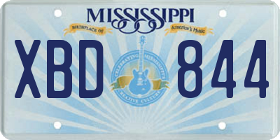 MS license plate XBD844