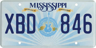 MS license plate XBD846