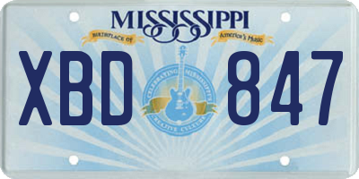 MS license plate XBD847