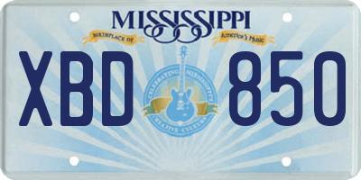 MS license plate XBD850