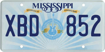 MS license plate XBD852