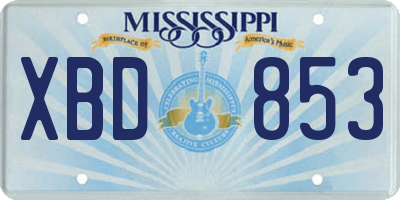 MS license plate XBD853