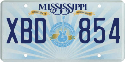 MS license plate XBD854