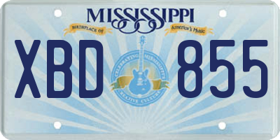 MS license plate XBD855