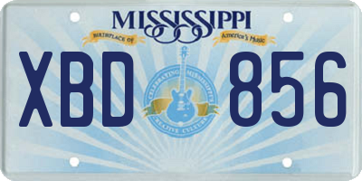 MS license plate XBD856