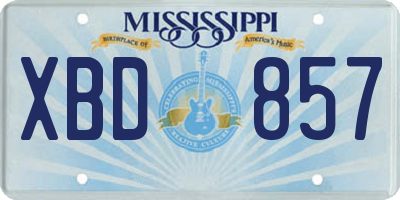 MS license plate XBD857