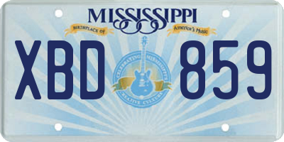 MS license plate XBD859
