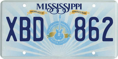 MS license plate XBD862
