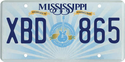 MS license plate XBD865